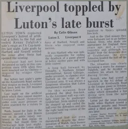 Match Report: Luton Town FC vs Liverpool (28th Jan 1987)