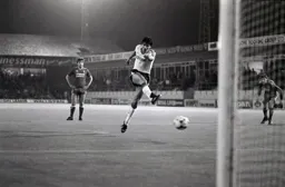Mick Harford scores the Town`s second goal from the penalty spot