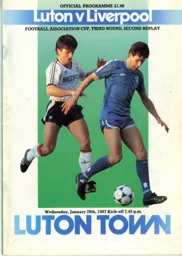 Programme: Luton Town FC vs Liverpool (28th Jan 1987)