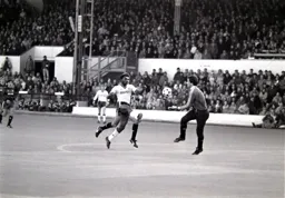 David Seaman goes to gather the ball as Ricky Hill closes in