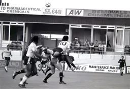 Mick Harford takes a ride on Alan McDonald`s back