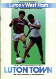 Programme: Luton Town FC vs West Ham United (28th Feb 1987)