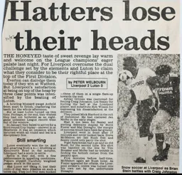 Match Report: Liverpool vs Luton Town FC (7th Mar 1987)