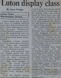 Match Report: Luton Town FC vs Manchester United (14th Mar 1987)