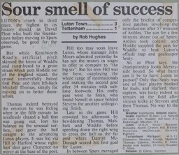 Match Report: Luton Town FC vs Tottenham Hotspur (28th Mar 1987)