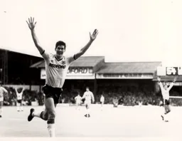 Mike Newell shows his delight after scoring Town`s second goal