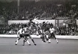 Darron McDonagh rises highest to send a header towards the goal