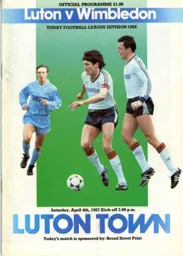 Programme: Luton Town FC vs Wimbledon (4th Apr 1987)
