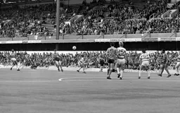 Mal Donaghy lofts the ball into the penalty area