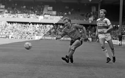 David Preece plays the ball towards the Rangers penalty area