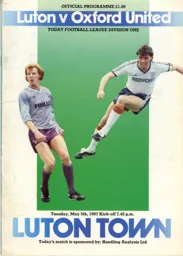 Programme: Luton Town FC vs Oxford United (5th May 1987)