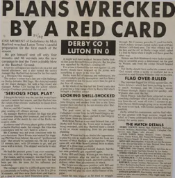 Match Report: Derby County vs Luton Town FC (15th Aug 1987)