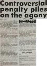 Match Report: Luton Town FC vs Coventry City (18th Aug 1987)