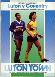 Programme: Luton Town FC vs Coventry City (18th Aug 1987)