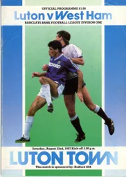 Programme: Luton Town FC vs West Ham United (22nd Aug 1987)