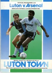 Programme: Luton Town FC vs Arsenal (31st Aug 1987)