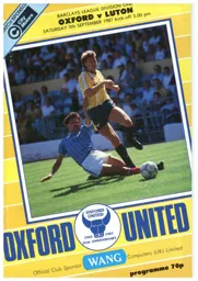 Programme: Oxford United vs Luton Town FC (5th Sep 1987)