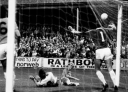 Tim Breacker attacking again but it was Mickey Weir making his full debut for the Town that scored the only goal