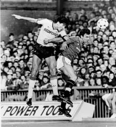 Mick Harford was a constant threat beating Brian McClair who was to score the United equaliser