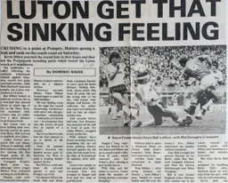 Match Report: Portsmouth vs Luton Town FC (10th Oct 1987)