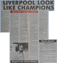 Match Report: Luton Town FC vs Liverpool (24th Oct 1987)