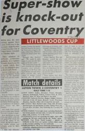 Match Report: Luton Town FC vs Coventry City (27th Oct 1987)