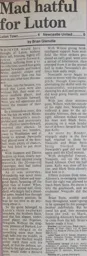 Match Report: Luton Town FC vs Newcastle United (7th Nov 1987)
