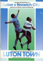 Programme: Luton Town FC vs Norwich City (5th Dec 1987)