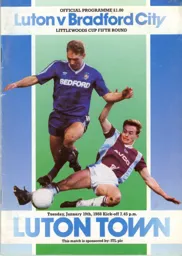 Programme: Luton Town FC vs Bradford City (19th Jan 1988)