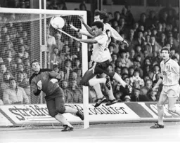 Mark Stein scoring one of his hat trick of goals as the Hatters destroy Oxford 7-4 in the League Cup semi-final dress rehearsal