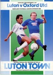Programme: Luton Town FC vs Oxford United (6th Feb 1988)