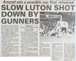 Match Report: Arsenal vs Luton Town FC (13th Feb 1988)