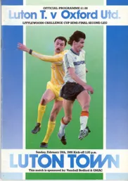 Programme: Luton Town FC vs Oxford United (28th Feb 1988)