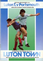 Programme: Luton Town FC vs Portsmouth (29th Mar 1988)