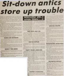Match Report: Newcastle United vs Luton Town FC (2nd Apr 1988)