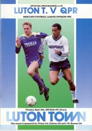 Programme: Luton Town FC vs Queens Park Rangers (19th Apr 1988)