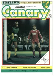 Programme: Norwich City vs Luton Town FC (30th Apr 1988)