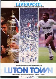Programme: Luton Town FC vs Liverpool (8th Oct 1988)