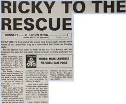 Match Report: Burnley vs Luton Town FC (11th Oct 1988)