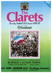 Programme: Burnley vs Luton Town FC (11th Oct 1988)