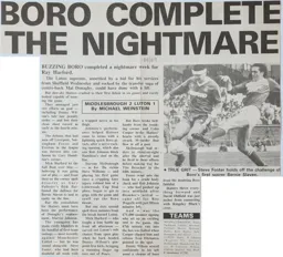 Match Report: Middlesbrough vs Luton Town FC (22nd Oct 1988)
