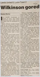 Match Report: Leeds United vs Luton Town FC (2nd Nov 1988)
