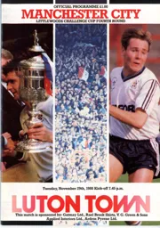 Programme: Luton Town FC vs Manchester City (29th Nov 1988)