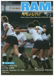 Programme: Derby County vs Luton Town FC (10th Dec 1988)