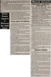 Match Report: Luton Town FC vs Aston Villa (17th Dec 1988)