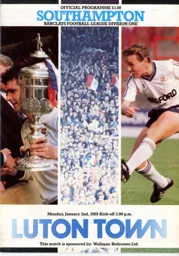Programme: Luton Town FC vs Southampton (2nd Jan 1989)