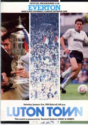 Programme: Luton Town FC vs Everton (21st Jan 1989)