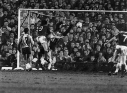 Mick Harford`s header puts Town 1-0 up