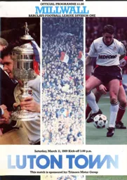Programme: Luton Town FC vs Millwall (11th Mar 1989)