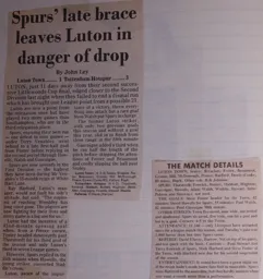 Match Report: Luton Town FC vs Tottenham Hotspur (28th Mar 1989)